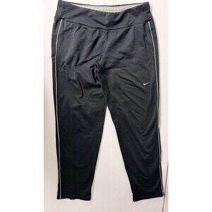 Nike Women's S Dri Fit Black Running Pants Reflective Trim Zip Ankle